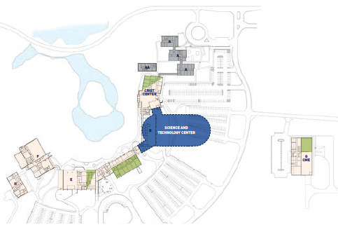 Architectural Drawings of where the new building will be on campus.