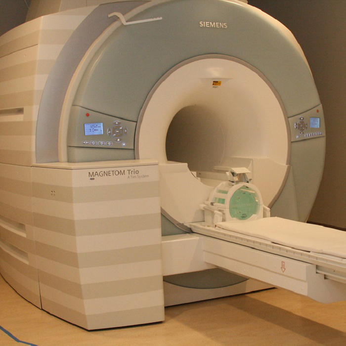 MRI machine in a large room.