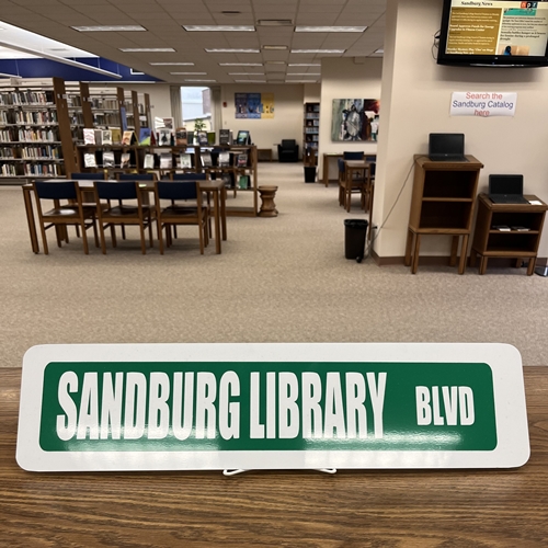 Sandburg library sign