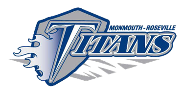Monmouth Roseville Titans logo. The word Titans in front of a shield. 