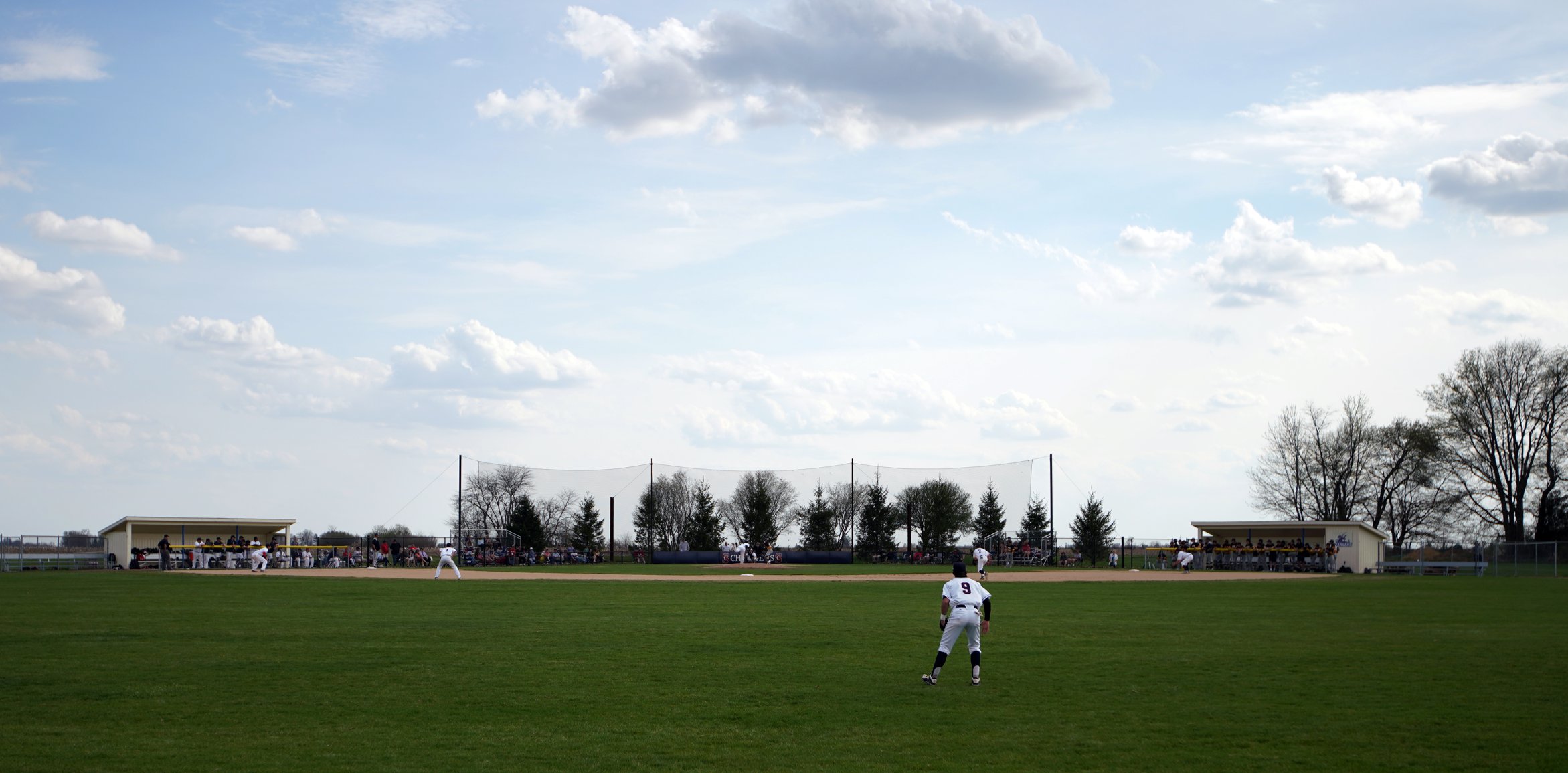 Baseball field center field view