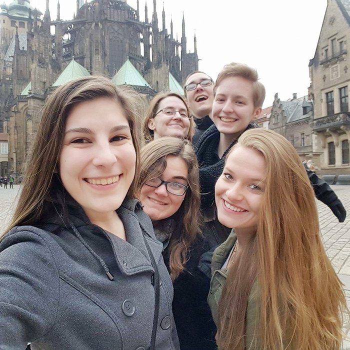 student selfie on international trip