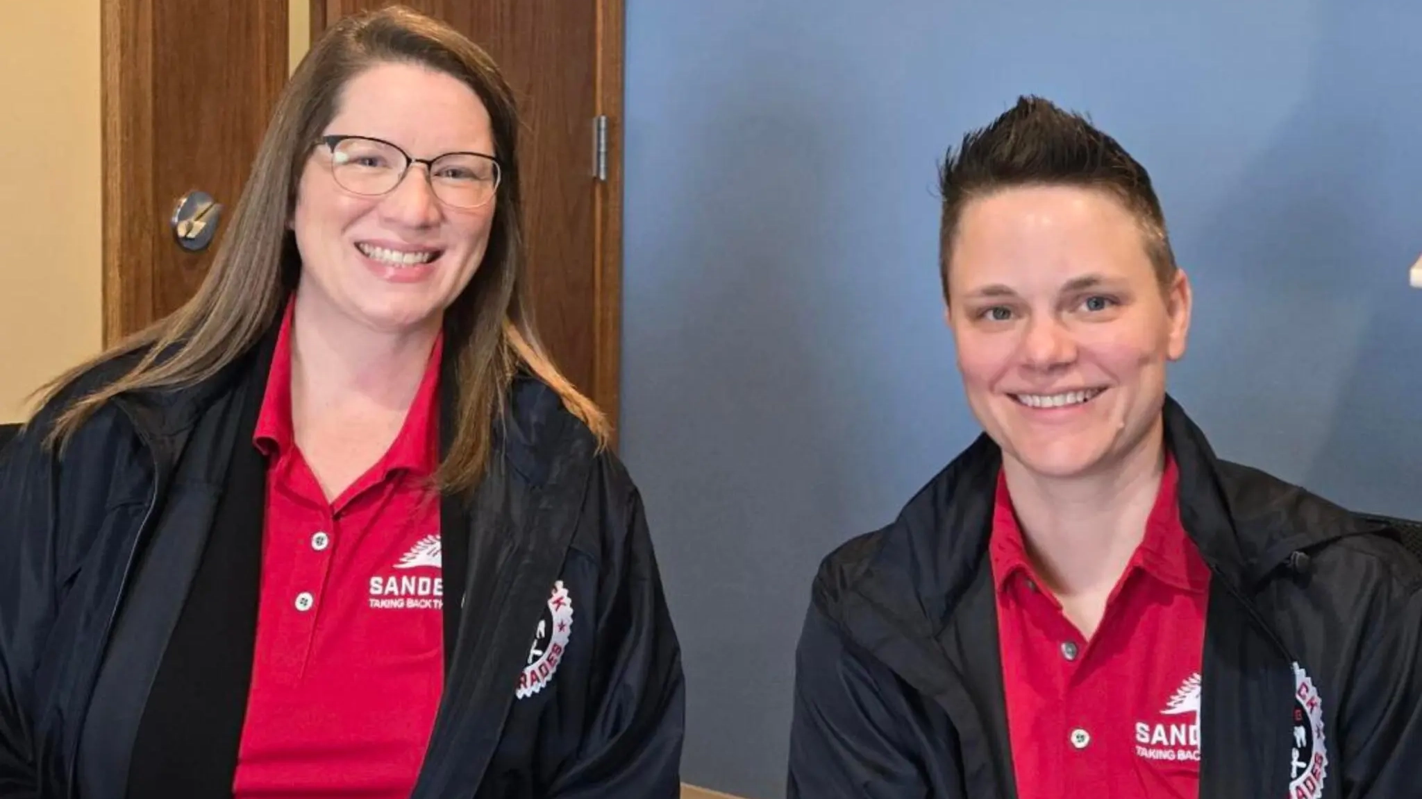Ellen Burns and Jessa Morgan in WRAM studio.
