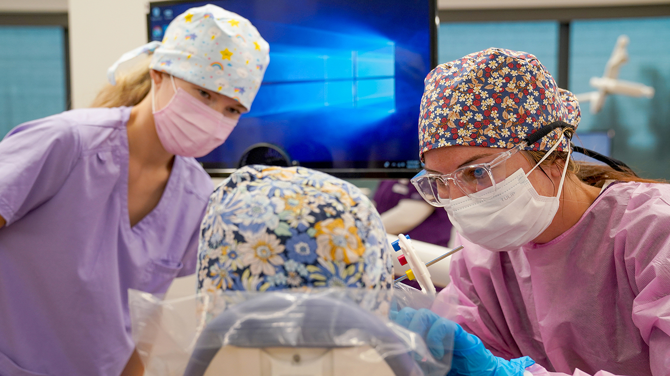 person getting the teeth cleaned in the Dental Hygiene clinic.
