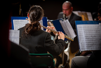 Band playing a concert.