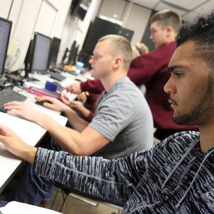 students at work in a computer lab