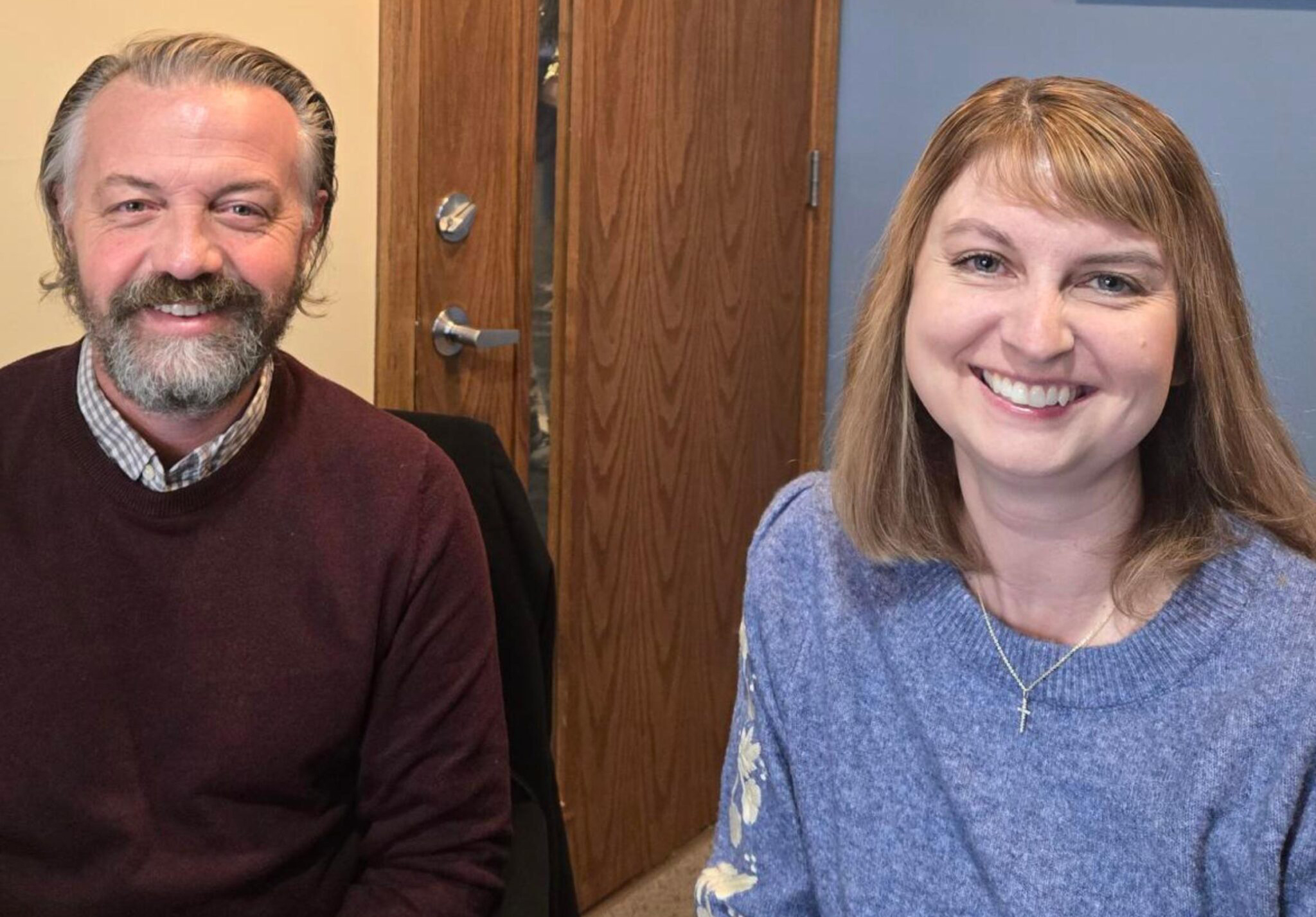 Eric Johnson and Stacey Rucker in WRAM studio.