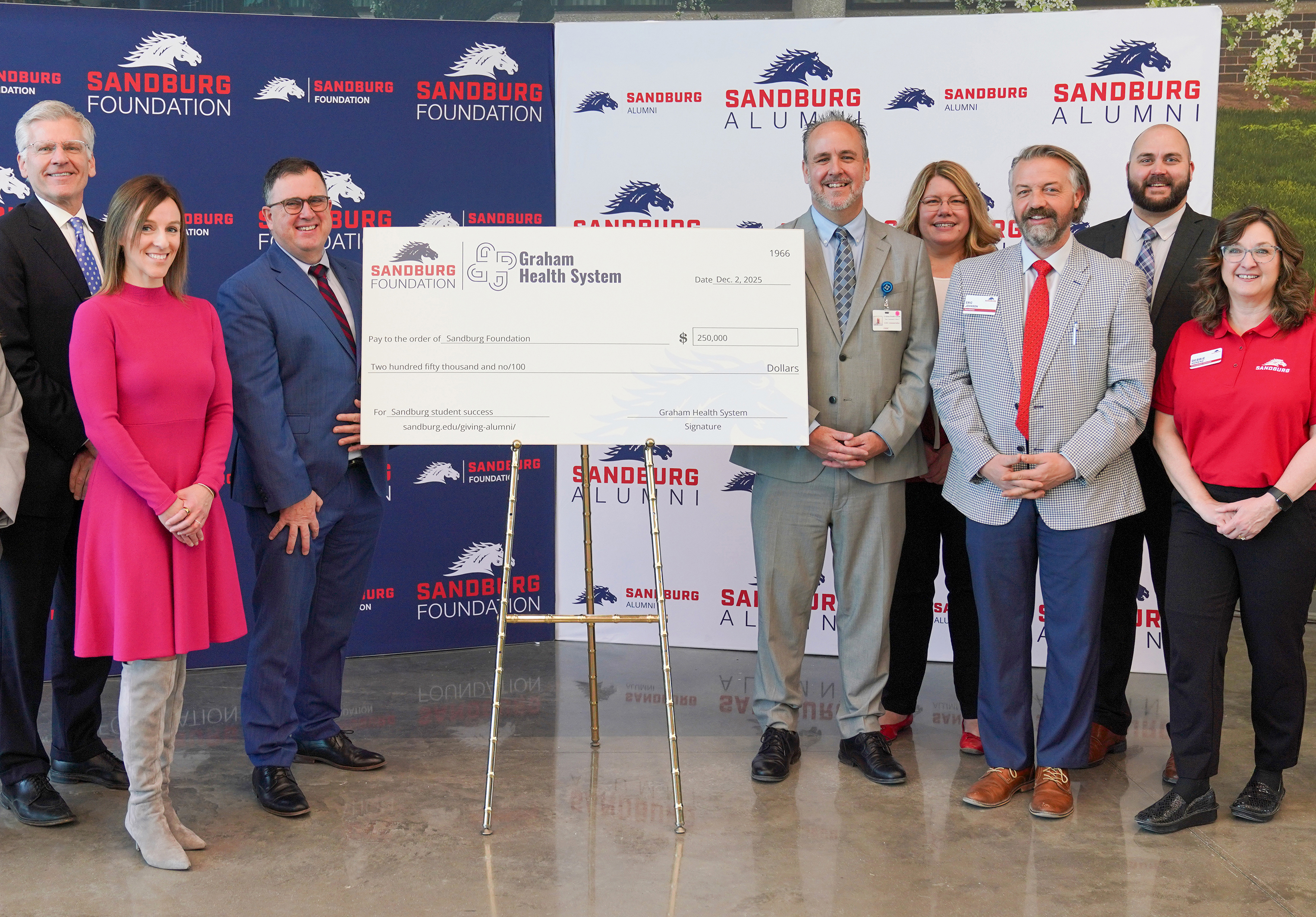Graham Health System Science & Technology Center Atrium check presentation.