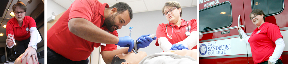 students intubating a practice mannequin.