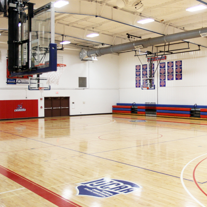 photo of basketball court in the gym.