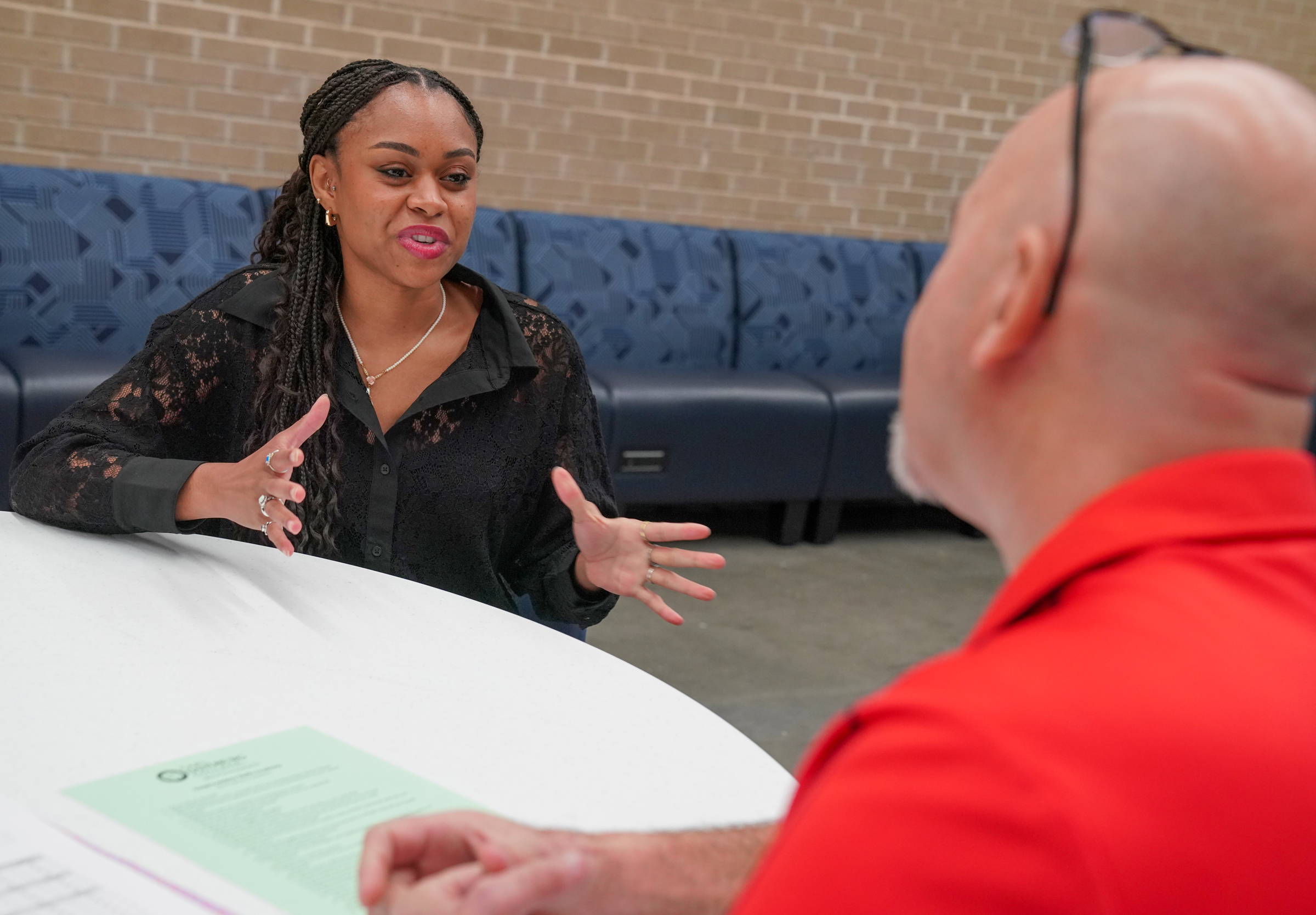 Dental hygiene student doing mock job interview